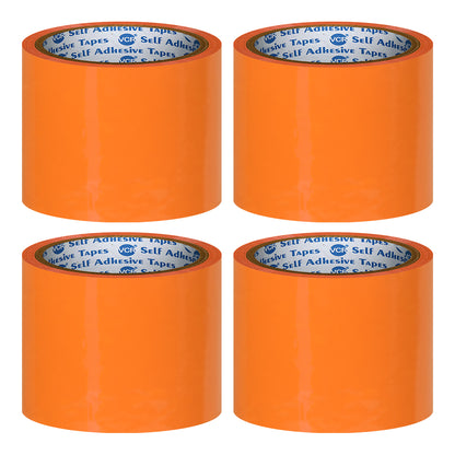 VCR Orange Color Tape - 50 Meters in Length - 72mm / 3" Width - BOPP Self Adhesive Tape for Arts and Craft use, Box Packing, Office and Home use