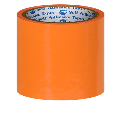 VCR Orange Color Tape - 50 Meters in Length - 96mm / 4" Width - BOPP Self Adhesive Tape for Arts and Craft use, Box Packing, Office and Home use