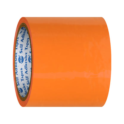 VCR Orange Color Tape - 50 Meters in Length - 96mm / 4" Width - BOPP Self Adhesive Tape for Arts and Craft use, Box Packing, Office and Home use