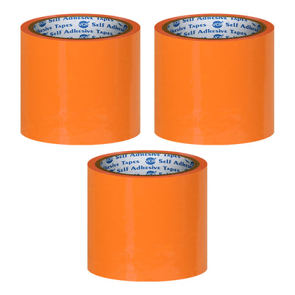 VCR Orange Color Tape - 50 Meters in Length - 96mm / 4" Width - BOPP Self Adhesive Tape for Arts and Craft use, Box Packing, Office and Home use