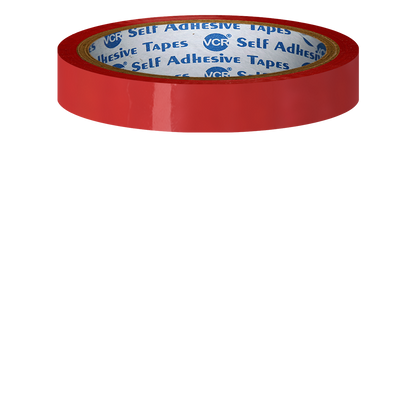 VCR Red Color Tape - 50 Meters in Length - 12mm / 0.5" Width - BOPP Self Adhesive Tape for Arts and Craft use, Box Packing, Office and Home use
