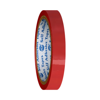 VCR Red Color Tape - 50 Meters in Length - 12mm / 0.5" Width - BOPP Self Adhesive Tape for Arts and Craft use, Box Packing, Office and Home use