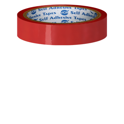 VCR Red Color Tape - 50 Meters in Length - 18mm / 0.75" Width - BOPP Self Adhesive Tape for Arts and Craft use, Box Packing, Office and Home use