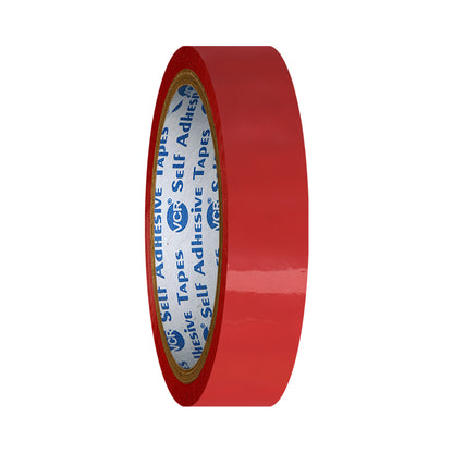 VCR Red Color Tape - 50 Meters in Length - 18mm / 0.75" Width - BOPP Self Adhesive Tape for Arts and Craft use, Box Packing, Office and Home use