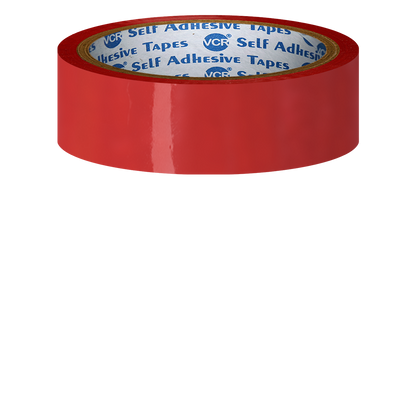 VCR Red Color Tape - 50 Meters in Length - 24mm / 1" Width - BOPP Self Adhesive Tape for Arts and Craft use, Box Packing, Office and Home use
