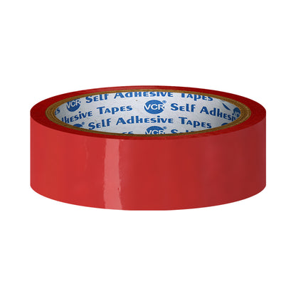 VCR Red Color Tape - 50 Meters in Length - 24mm / 1" Width - BOPP Self Adhesive Tape for Arts and Craft use, Box Packing, Office and Home use