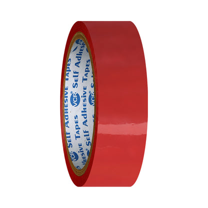 VCR Red Color Tape - 50 Meters in Length - 24mm / 1" Width - BOPP Self Adhesive Tape for Arts and Craft use, Box Packing, Office and Home use