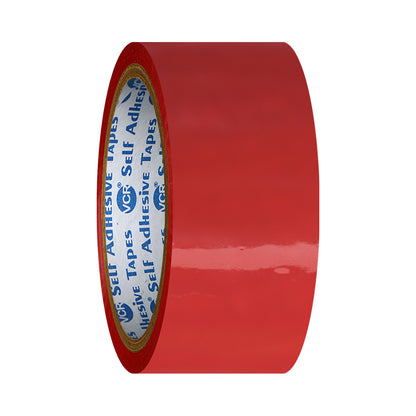 VCR Red Color Tape - 50 Meters in Length - 36mm / 1.5" Width - BOPP Self Adhesive Tape for Arts and Craft use, Box Packing, Office and Home use