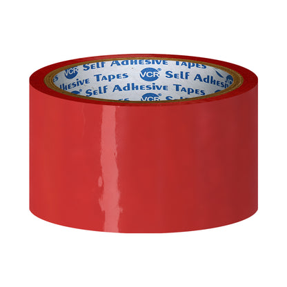 VCR Red Color Tape - 50 Meters in Length - 48mm / 2" Width - BOPP Self Adhesive Tape for Arts and Craft use, Box Packing, Office and Home use