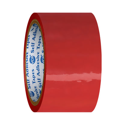 VCR Red Color Tape - 50 Meters in Length - 48mm / 2" Width - BOPP Self Adhesive Tape for Arts and Craft use, Box Packing, Office and Home use