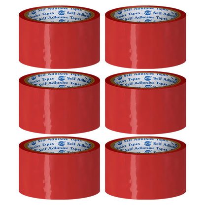 VCR Red Color Tape - 50 Meters in Length - 48mm / 2" Width - BOPP Self Adhesive Tape for Arts and Craft use, Box Packing, Office and Home use