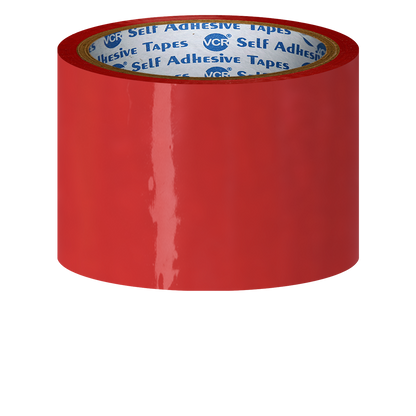 VCR Red Color Tape - 50 Meters in Length - 60mm / 2.5" Width - BOPP Self Adhesive Tape for Arts and Craft use, Box Packing, Office and Home use