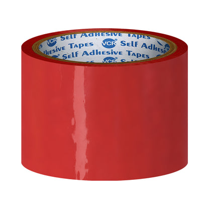 VCR Red Color Tape - 50 Meters in Length - 60mm / 2.5" Width - BOPP Self Adhesive Tape for Arts and Craft use, Box Packing, Office and Home use