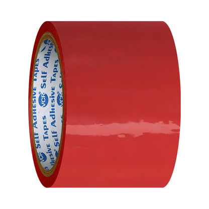 VCR Red Color Tape - 50 Meters in Length - 60mm / 2.5" Width - BOPP Self Adhesive Tape for Arts and Craft use, Box Packing, Office and Home use