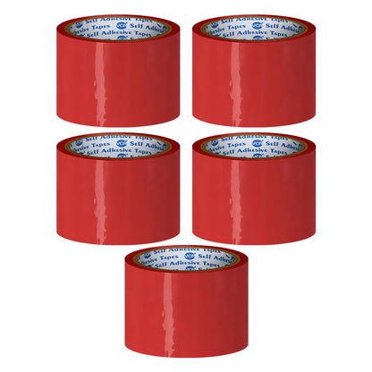 VCR Red Color Tape - 50 Meters in Length - 60mm / 2.5" Width - BOPP Self Adhesive Tape for Arts and Craft use, Box Packing, Office and Home use