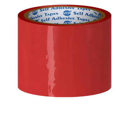 VCR Red Color Tape - 50 Meters in Length - 72mm / 3" Width - BOPP Self Adhesive Tape for Arts and Craft use, Box Packing, Office and Home use