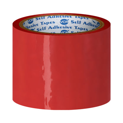 VCR Red Color Tape - 50 Meters in Length - 72mm / 3" Width - BOPP Self Adhesive Tape for Arts and Craft use, Box Packing, Office and Home use