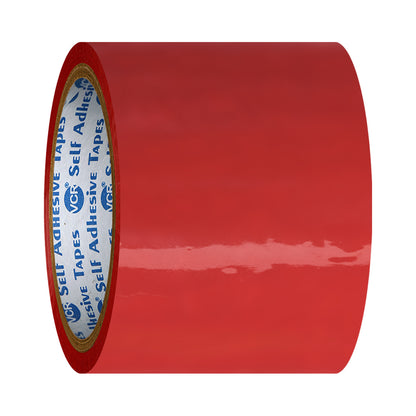 VCR Red Color Tape - 50 Meters in Length - 72mm / 3" Width - BOPP Self Adhesive Tape for Arts and Craft use, Box Packing, Office and Home use