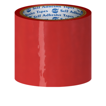 VCR Red Color Tape - 50 Meters in Length - 96mm / 4" Width - BOPP Self Adhesive Tape for Arts and Craft use, Box Packing, Office and Home use