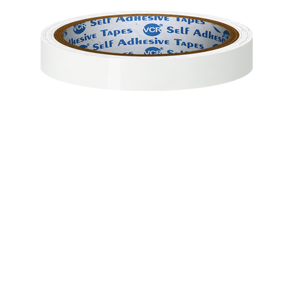 VCR White Color Tape - 50 Meters in Length - 12mm / 0.5" Width - BOPP Self Adhesive Tape for Arts and Craft use, Box Packing, Office and Home use