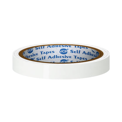 VCR White Color Tape - 50 Meters in Length - 12mm / 0.5" Width - BOPP Self Adhesive Tape for Arts and Craft use, Box Packing, Office and Home use