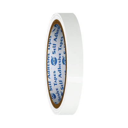 VCR White Color Tape - 50 Meters in Length - 12mm / 0.5" Width - BOPP Self Adhesive Tape for Arts and Craft use, Box Packing, Office and Home use