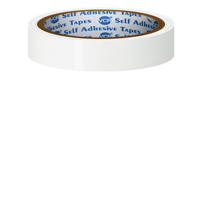 VCR White Color Tape - 50 Meters in Length - 18mm / 0.75" Width - BOPP Self Adhesive Tape for Arts and Craft use, Box Packing, Office and Home use