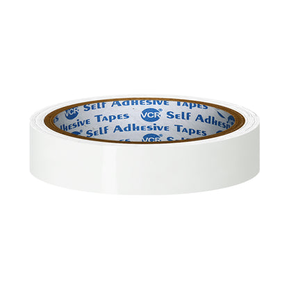 VCR White Color Tape - 50 Meters in Length - 18mm / 0.75" Width - BOPP Self Adhesive Tape for Arts and Craft use, Box Packing, Office and Home use