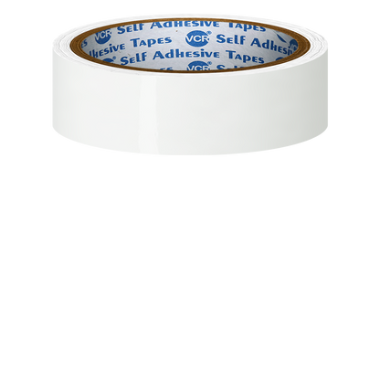 VCR White Color Tape - 50 Meters in Length - 24mm / 1" Width - BOPP Self Adhesive Tape for Arts and Craft use, Box Packing, Office and Home use