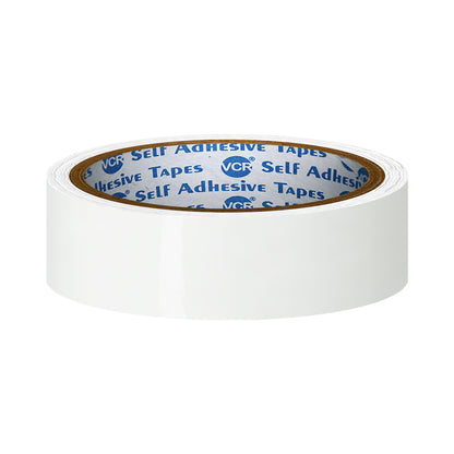 VCR White Color Tape - 50 Meters in Length - 24mm / 1" Width - BOPP Self Adhesive Tape for Arts and Craft use, Box Packing, Office and Home use