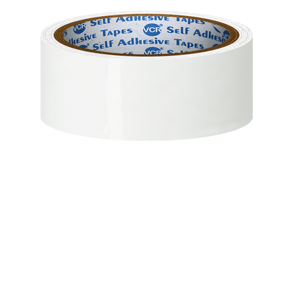 VCR White Color Tape - 50 Meters in Length - 36mm / 1.5" Width - BOPP Self Adhesive Tape for Arts and Craft use, Box Packing, Office and Home use