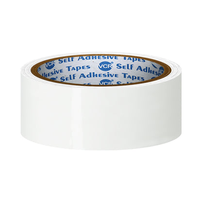 VCR White Color Tape - 50 Meters in Length - 36mm / 1.5" Width - BOPP Self Adhesive Tape for Arts and Craft use, Box Packing, Office and Home use