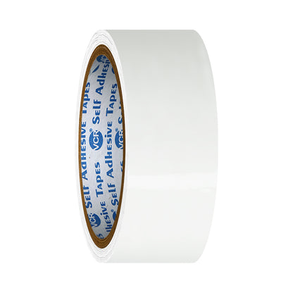 VCR White Color Tape - 50 Meters in Length - 36mm / 1.5" Width - BOPP Self Adhesive Tape for Arts and Craft use, Box Packing, Office and Home use
