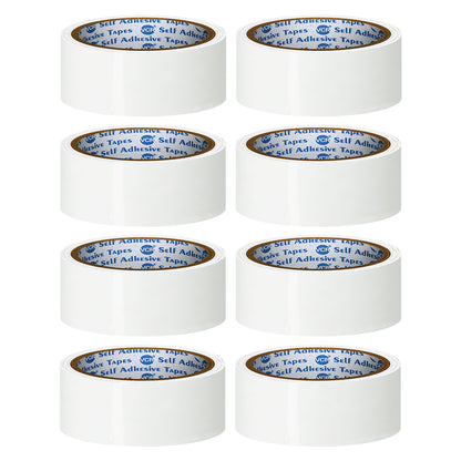 VCR White Color Tape - 50 Meters in Length - 36mm / 1.5" Width - BOPP Self Adhesive Tape for Arts and Craft use, Box Packing, Office and Home use