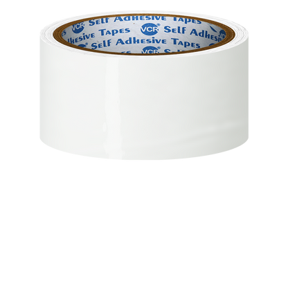 VCR White Color Tape - 50 Meters in Length - 48mm / 2" Width - BOPP Self Adhesive Tape for Arts and Craft use, Box Packing, Office and Home use