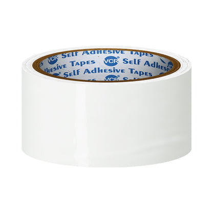VCR White Color Tape - 50 Meters in Length - 48mm / 2" Width - BOPP Self Adhesive Tape for Arts and Craft use, Box Packing, Office and Home use