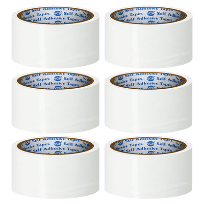 VCR White Color Tape - 50 Meters in Length - 48mm / 2" Width - BOPP Self Adhesive Tape for Arts and Craft use, Box Packing, Office and Home use