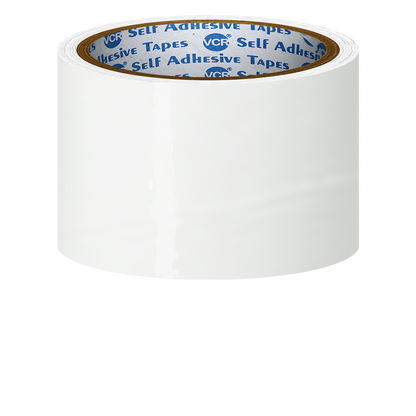 VCR White Color Tape - 50 Meters in Length - 60mm / 2.5" Width - BOPP Self Adhesive Tape for Arts and Craft use, Box Packing, Office and Home use