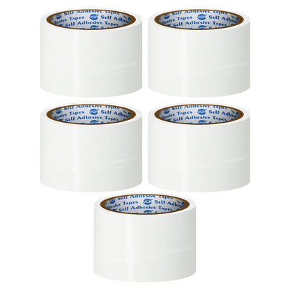 VCR White Color Tape - 50 Meters in Length - 60mm / 2.5" Width - BOPP Self Adhesive Tape for Arts and Craft use, Box Packing, Office and Home use