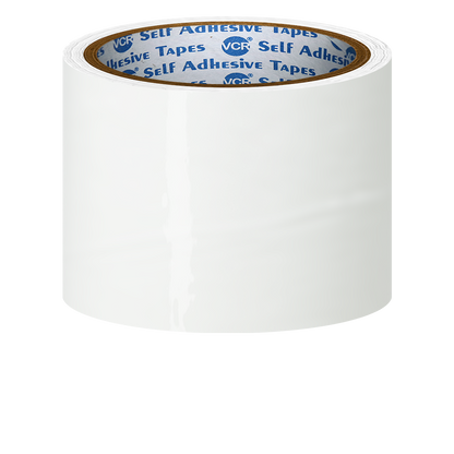 VCR White Color Tape - 50 Meters in Length - 72mm / 3" Width - BOPP Self Adhesive Tape for Arts and Craft use, Box Packing, Office and Home use