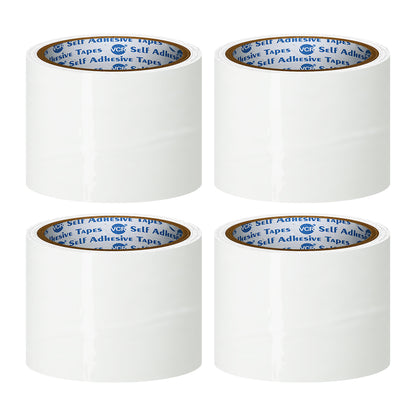 VCR White Color Tape - 50 Meters in Length - 72mm / 3" Width - BOPP Self Adhesive Tape for Arts and Craft use, Box Packing, Office and Home use