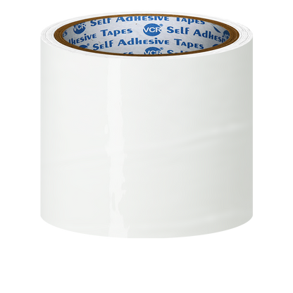 VCR White Color Tape - 50 Meters in Length - 96mm / 4" Width - BOPP Self Adhesive Tape for Arts and Craft use, Box Packing, Office and Home use