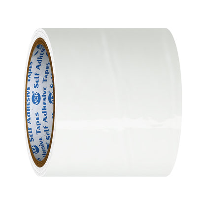 VCR White Color Tape - 50 Meters in Length - 96mm / 4" Width - BOPP Self Adhesive Tape for Arts and Craft use, Box Packing, Office and Home use