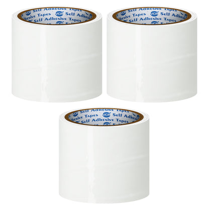 VCR White Color Tape - 50 Meters in Length - 96mm / 4" Width - BOPP Self Adhesive Tape for Arts and Craft use, Box Packing, Office and Home use