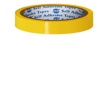 VCR Yellow Color Tape - 50 Meters in Length - 12mm / 0.5" Width - BOPP Self Adhesive Tape for Arts and Craft use, Box Packing, Office and Home use