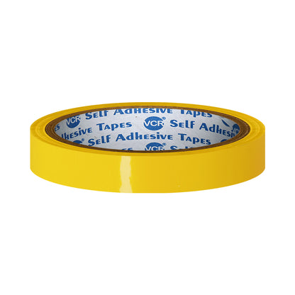 VCR Yellow Color Tape - 50 Meters in Length - 12mm / 0.5" Width - BOPP Self Adhesive Tape for Arts and Craft use, Box Packing, Office and Home use