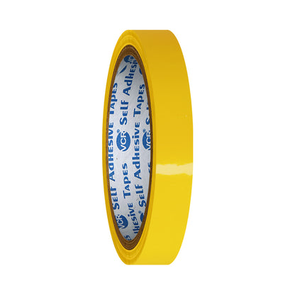 VCR Yellow Color Tape - 50 Meters in Length - 12mm / 0.5" Width - BOPP Self Adhesive Tape for Arts and Craft use, Box Packing, Office and Home use
