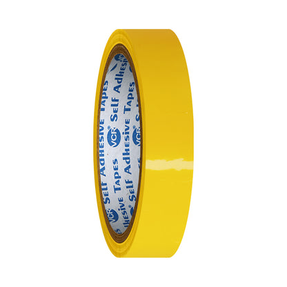 VCR Yellow Color Tape - 50 Meters in Length - 18mm / 0.75" Width - BOPP Self Adhesive Tape for Arts and Craft use, Box Packing, Office and Home use