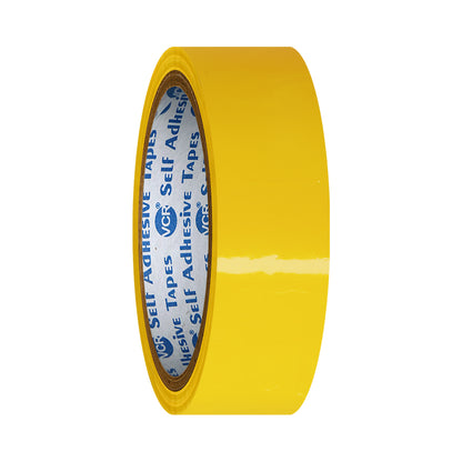 VCR Yellow Color Tape - 50 Meters in Length - 24mm / 1" Width - BOPP Self Adhesive Tape for Arts and Craft use, Box Packing, Office and Home use