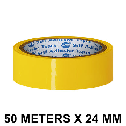 VCR Yellow Color Tape - 50 Meters in Length - 24mm / 1" Width - BOPP Self Adhesive Tape for Arts and Craft use, Box Packing, Office and Home use